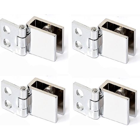 4 Pièces Charnière Meuble Porte en Verre, Charnière à Pince, Clip de Porte en Verre, Convient pour Vitrine, Ouverture et Fermeture du Verre