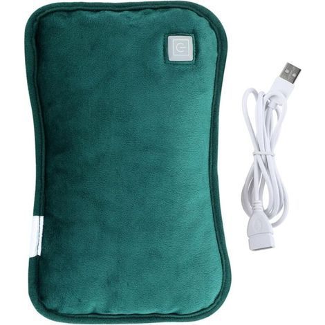 Chauffe USB Rechargeable sans Eau Bouillotte Électrique Portable Chauffant Vert Protection pour Hiver et Usage