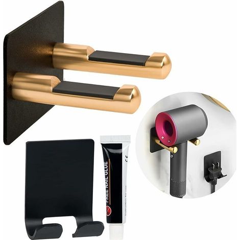 Haartrocknerhalter für Dyson Universal Wandhalterung, Edelstahl-Badezimmer-Wandhalterung für Dyson Supersonic Haartrockner mit Klebeband (1/5)