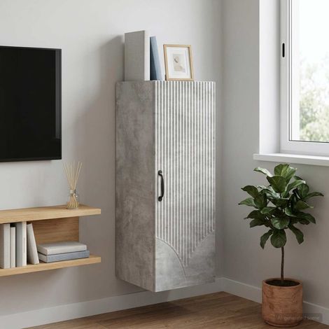 vidaXL Mobiletto a muro Grigio Cemento 33 x 34,5 x 90 cm (1/5)