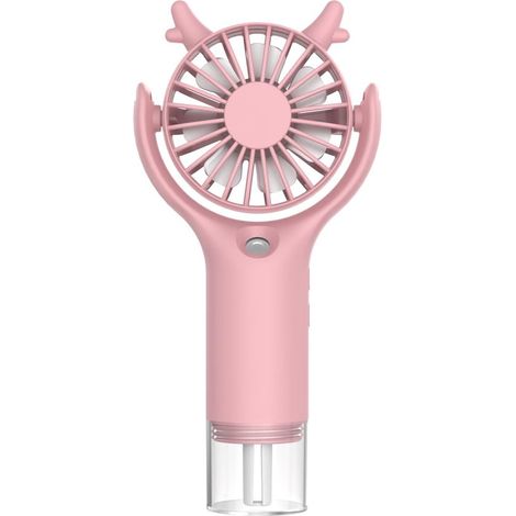 Ventilatore portatile nebulizzatore ricaricabile tramite USB, ideale per campeggio, ufficio, attività all'aperto e viaggi, colore rosa. (1/5)