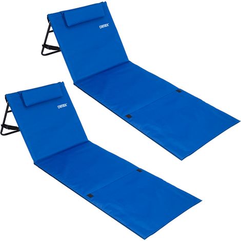 Deuba 2x Esterillas de Playa Plegable 150x56cm Respaldo Acolchonado y Ajustable Correa de Transporte Bolsillo (1/5)