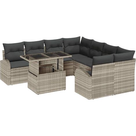 Maison Exclusive - Gartensofa-set mit Speicher 9 pcs Hellgrau Pol