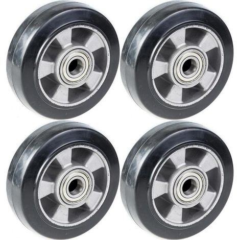 Wheel - Capacity 1320 kg - Black rubber - 152 mm - Pack of 4 - Ball bearings