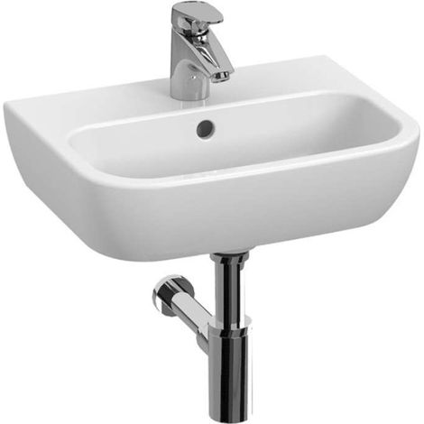 Jika Deep - Lavamani 40 cm, con troppopieno e foro per miscelatore, bianco H8103650001041 (1/2)