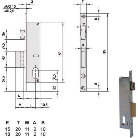 Serrure d'insertion pour montants All 44231-18-0 Cisa