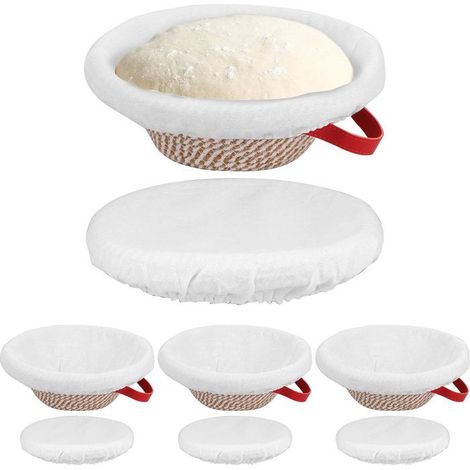 Paniers de Levage pour Pain, Lot de 4 Cercles en Toile de Coton 23 cm, Respiration Naturelle pour Pâtisserie Maison (1/5)
