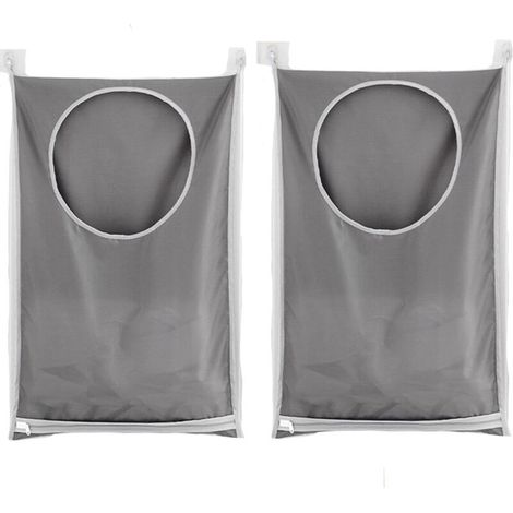 pcs Laundry Bag, Large Capacity Laundry Hamper Storage Bag, Hanging Laundry Closet Storage Bag for Bathroom, Dorm, and Closet (Grey)