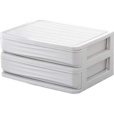Organisateur de maquillage en plastique, tiroirs de rangement pour cosmétiques, présentoir à bijoux, boîte de rangement à poser sur le comptoir de la salle de bain, 5 tailles disponibles-2 Tier White (1/5)