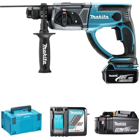 Trapano a percussione SDS-Plus 18 V Li-Ion 5 Ah 20 mm MAKITA - 2 batterie, caricabatterie, valigetta - DHR202RTJ (1/10)