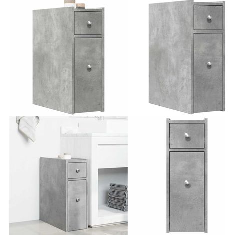 vidaXL Badschrank Schmal mit Rollen Betongrau Holzwerkstoff