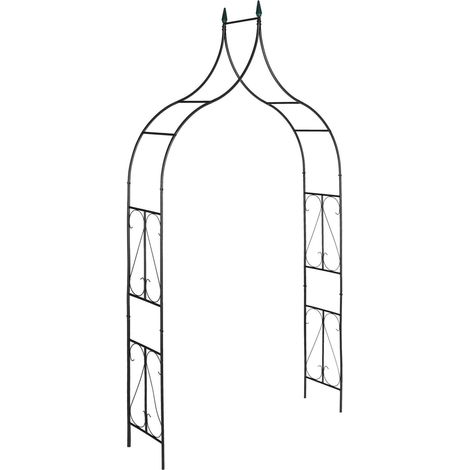 Arche à rosiers ornementale en métal jardin 270 x 145 x 37 cm pour plantes grimpantes design romantique en fer noir (1/4)