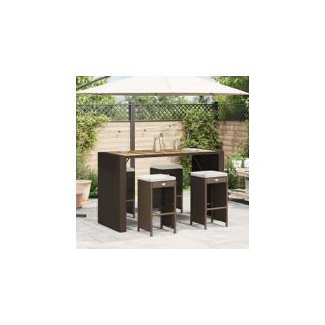 Tabourets de bar jardin coussins lot de 4 marron résine tressée (1/5)