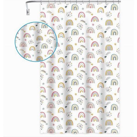 Trade Shop - DUSCHVORHANG BADEWANNE MIT 12 HAKEN RAINBOW FANTASY 240 X 200 CM PEVA 87564 -