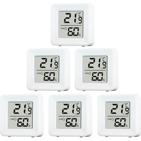 Thermomètre Hygromètre Intérieur Numérique - Lot de 6,Haute Précision,-10°C à 70°C,Moniteur de Température et Humidité pour Chambre,Salon,Serre,Bureau (1/5)