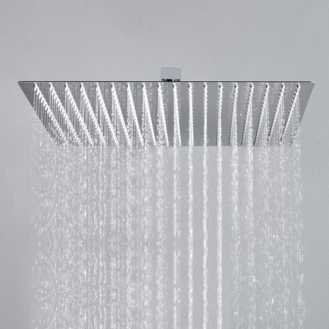 Pommeau de douche de salle de bain en acier inoxydable 304 avec buse en silicone, étanche pour éviter le calcaire (carré 40x40cm) (1/5)