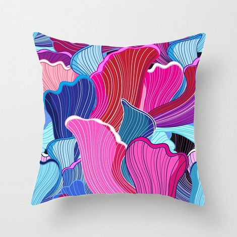Housse De Coussin - Coton Linen - Imprimé Numérique Fleuri - Double Face - Pour Canapé Lit Chaise Bureau Voiture - 40x40 cm (1/5)