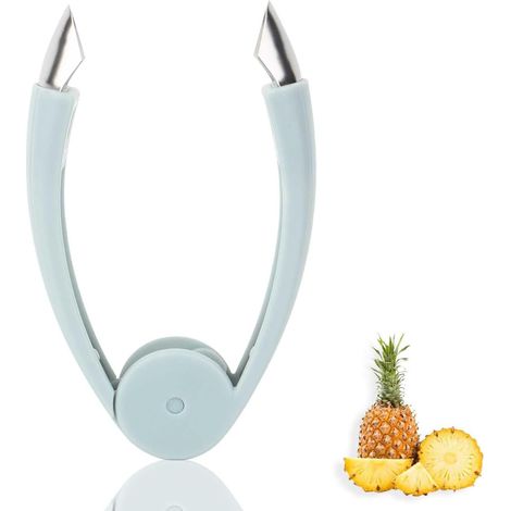 Équeuteur de fraises en V trancheur vide fruits coupe ananas pour les yeux et tiges d'anana Acier inoxydable Acier (1/5)
