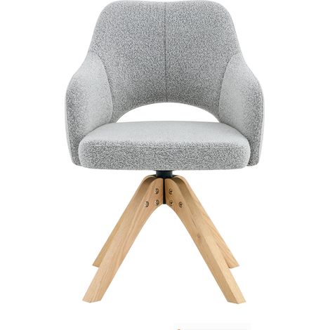 Set de 2 sillas giratorias de tela gris claro con patas de madera y giro 360° (1/5)