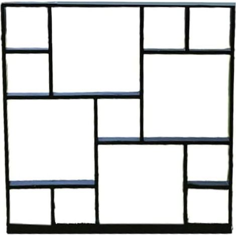 Moule de contour pour la réalisation de dalles en béton imprimé ou de pierres décoratives, gabarit de forme imitation naturelle, modèle 5, plastique, dimensions 45 x 4 x 45 cm (1/5)