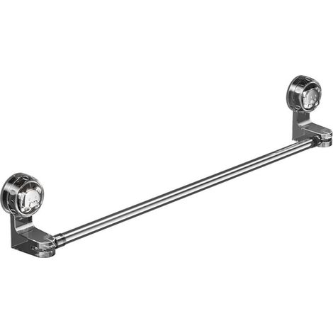 Toallero de pared de acero inoxidable, extensible, con ventosa, apto para baños y cocinas - Extensible (30–60 cm) - Negro (1/5)