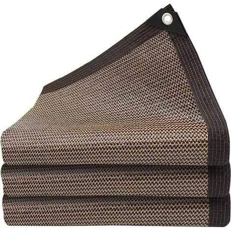 1x Schattierungsnetz, braunes HDPE-Gewebe, 90 % Netzanteil, mit verstärkten Ösen, für Terrasse, Garten, Pool (1/5)