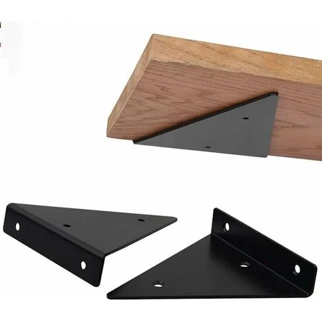Schwebende dreieckige Metallregalhalterung, verdeckte Wandregalhalterung, DIY-Dekoration für Schlafzimmer, Wohnzimmer, Badezimmer, 2 Stück (8x10cm/3.1x3.9in, schwarz-Crezuo)