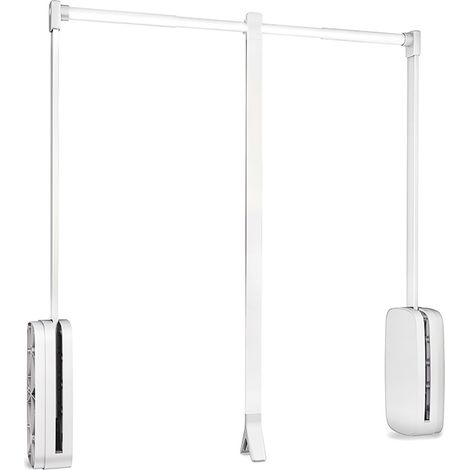 Emuca Kleiderlift für Garderoben Sling, 450 - 600, Weißer Kunststoff, Stahl und Kunststoff