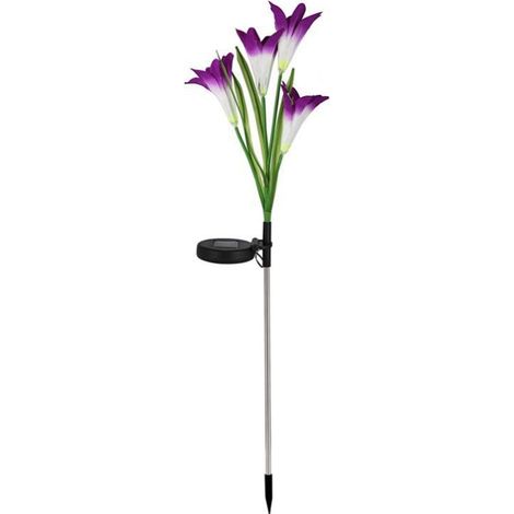 Lampes solaires à piquer pour fleurs, LED étanches à changement de couleur - Décoration lumineuse solaire pour jardin, terrasse, pelouse, parterre de fleurs, aménagement paysager, violet (1/5)
