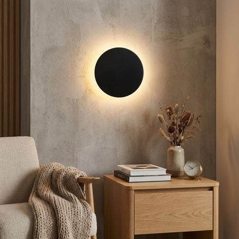Applique murale LED ronde noire réglable, CCT PVC résistant, design moderne, industriel et minimaliste, pour chambre, salle de bain, escalier, intérieur et extérieur IP65 (1/5)