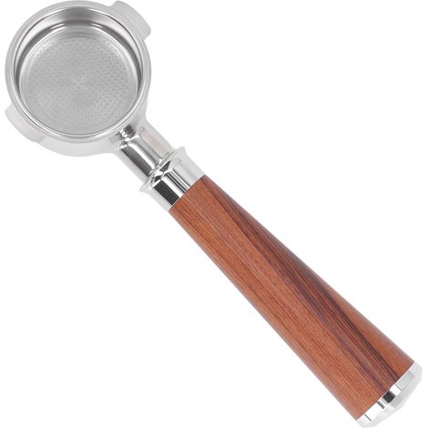Porte-filtre 51 mm à 2 oreilles, sans fond, en acier inoxydable, pour cafetière Delonghi ECO310, finition palissandre de Thaïlande (1/5)