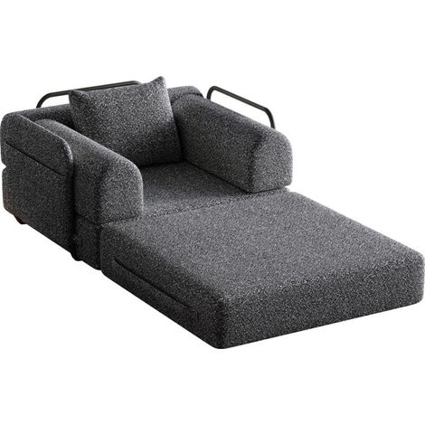 Canapé‑lit 2 en 1 en chenille – Compartiment de rangement dans l’accoudoir, trois cadres métalliques, multiples configurations – Polyvalence et gain de place (1/5)