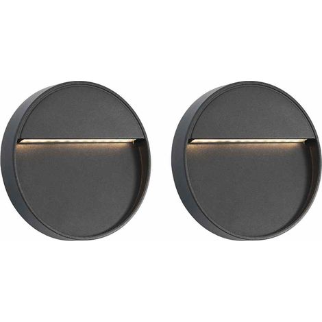 Außenwandleuchten 2 Stk. LED 3W Schwarz Rund vidaXL (1/5)