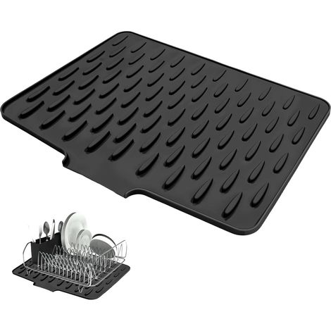 1 Tapis Egouttoir Vaisselle,Silicone,Antidérapant,Conduite d'eau,Noir,Cuisine