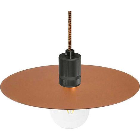 creative cables - Lampada a sospensione Made in Italy completa di cavo tessile, paralume oversize Ellepi e portalampada zigrinato