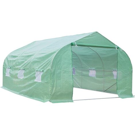 SERRA DA GIARDINO CON TETTO SPIOVENTE IN PE E TUBI D'ACCIAIO VERDE SCURO 4.5X3X2M (1/5)