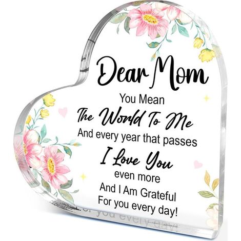 Plaque en acrylique cœur décoratif, objet bureau, idée cadeau souvenir（10 cm) (1/4)