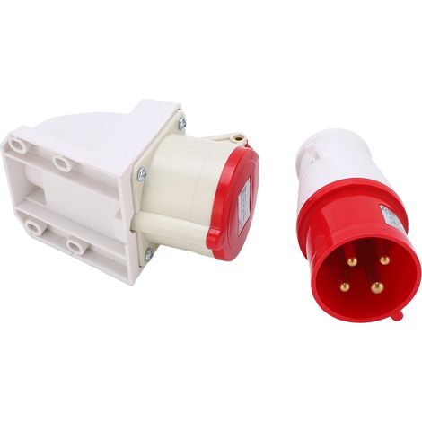 Prise Industrielle 380-415V 32A 3P + E IP44 étanche Adaptateur de Connecteur Industriel Prise de Courant Industrielle 4 Broches pour Chantiers de Construction (1/5)
