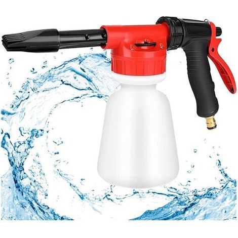 Mousse Gun, 1L Pulvérisateur à Mousse, Pistolet de Pulvérisation Réglable pour Distributeur de Savon Connecté au Tuyau D'arrosage Universel, pour la Tuyau Arrosage, le Lavage de la Voiture (1/5)