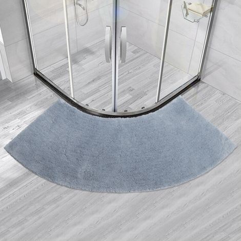 Solid color floor mat bathroom door fan-shaped household semicircle tpr non-slip pedal mat shower-shaped carpet (gray)