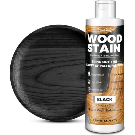 Teinte à Bois 250ml Noir à Base d’Eau, Lasure et Peinture pour Meubles Intérieurs Extérieurs, Portes Placards Étagères, Wood Stain Mat, Séchage Rapide, Faible Odeur, Non Toxique, Facile à Appliquer (1/5)