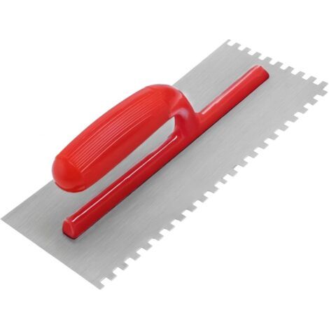 QORVA-Truelle crantée pour carrelage. Truelle crantée pour appliquer la colle, avec lame en acier au carbone. Truelle à joints pour carrelage à deux bords crantés. Truelle crantée pour appliquer la co