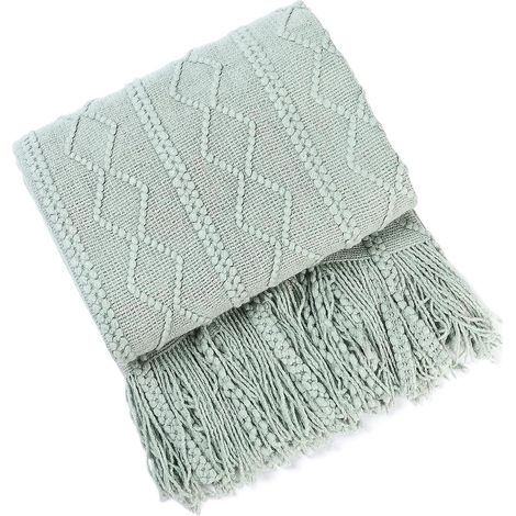 couverture De Canap Disponible Toute L'anne - Vert Clair 130  230 Cm Couverture Tricote Couverture  Pompons Couvre-lit  Chevrons Couverture Super