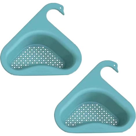 Crépine d'évier triangulaire à mailles grossières, crépine d'évier de cuisine, bleu ciel, 2 pièces.