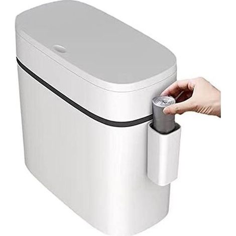 Poubelle de salle de bain 12 litres – Couvercle à pression – Design mince pour espaces restreints – Matériau PP – Facile à nettoyer (1/5)