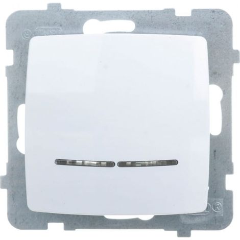 Interruttore singolo KARO con illuminazione, bianco ŁP-1SS/m/00