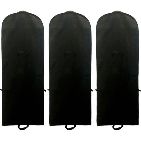 [Jeu de 3] 180 cm Housse de Protection Respirante pour Vêtements Longs et Robes de Mariée, pour Robes, Costumes, Manteaux, Vestes etc, Noir (1/4)