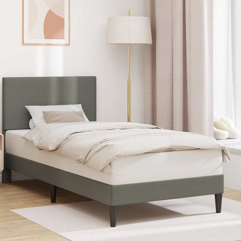 Cadre de lit 80 x 200 cm en velours côtelé gris clair avec sommier à lattes - PANGIVO (1/5)