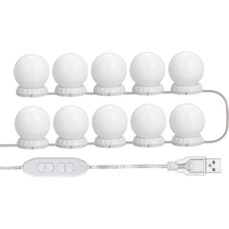 Diamond type three-color temperature makeup mirror light bulb string 10 lights USB type (1/5)