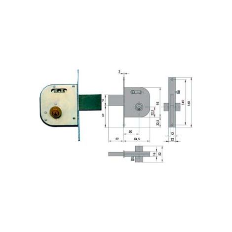 SERRATURA INFILARE PER CANCELLI CATENACCIO E SCROCCO CON NOTTOL. 42030- - mm.50 DX/SX reversibile (42030500) - 2 pezzi CISA